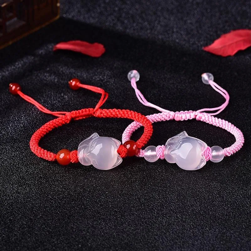 Men Accessories For Hand - Chinese natuurlijke roze agaat chalcedoon jade
