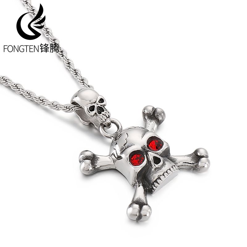 Men Accessories Singapore - Fongten roestvrij staal rode ogen schedel
