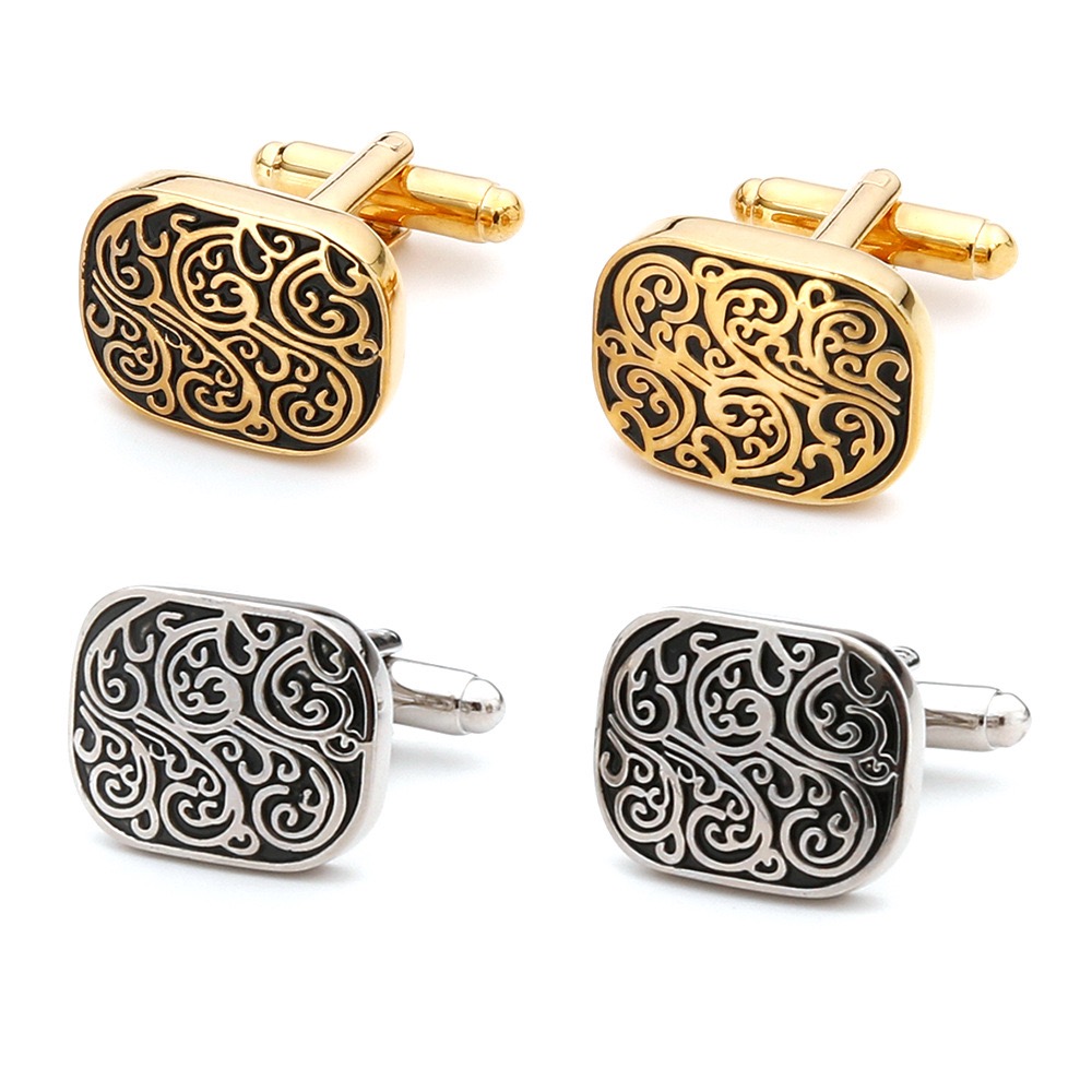 Men'S Accessories Office - Hoge kwaliteit gouden manchetknopen vintage patroon