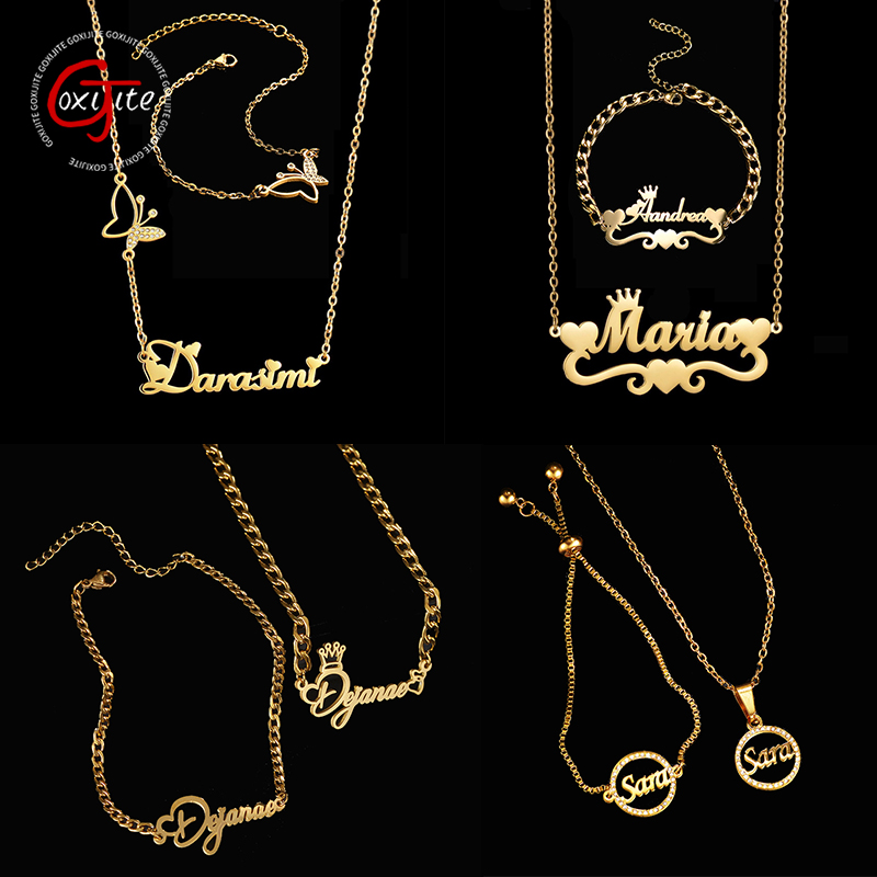 Men'S Accessories Jewelry Bracelet - Goxijite Aanpassen Naam Ketting Een Set