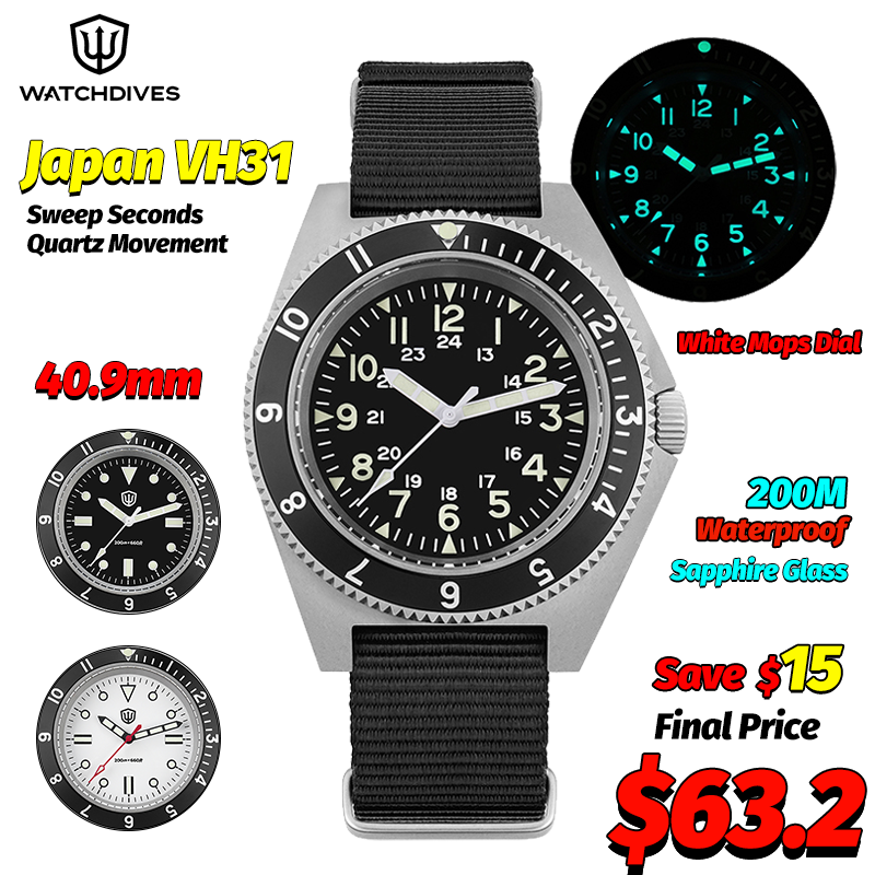 Men'S Accessories Jewelry Bracelet - Watchdives WD1972 Quartz Horloge Saffier Lichtgevende