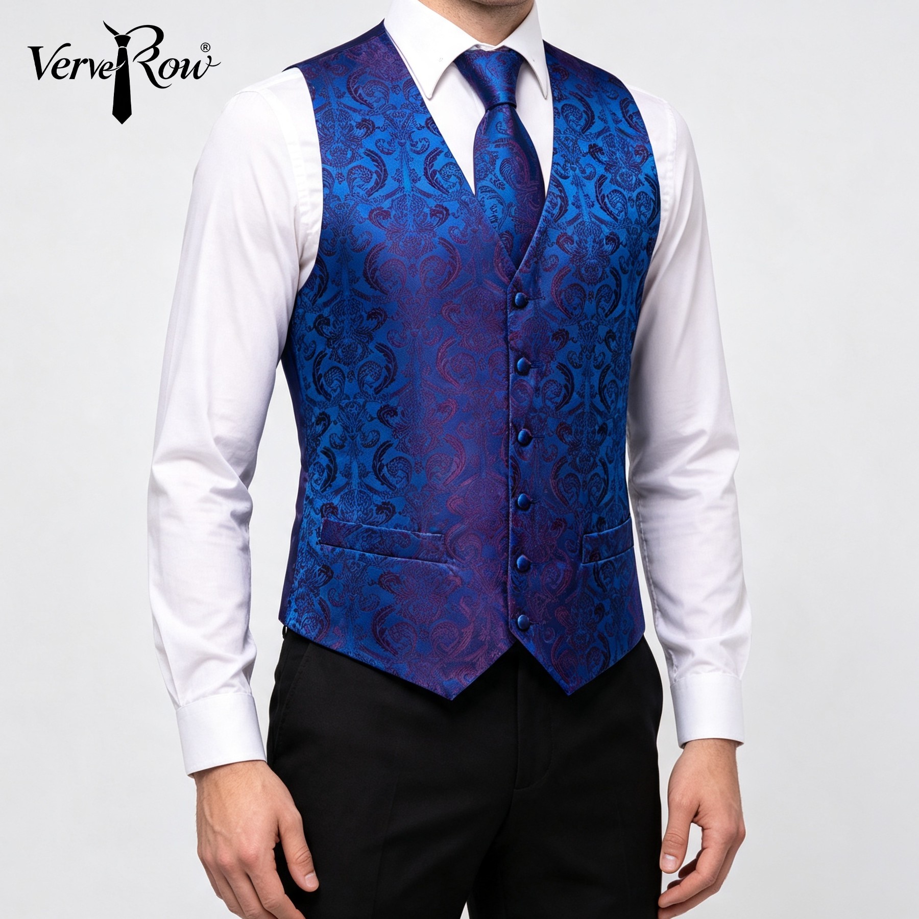 Men'S Accessories Office - Vest, das en zakdoek 3-delig blauw