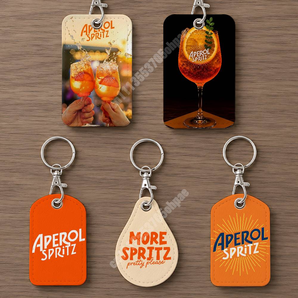 Men Keychain Accessories - Oranje Prosecco A-Aperol S-Spritz lederen sleutelhanger