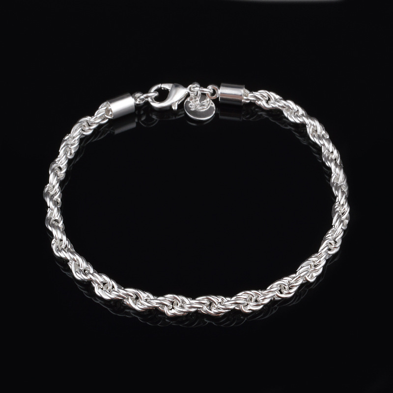 4MM verzilverde gedraaide touw - Men Accessories Singapore recensie en prijs